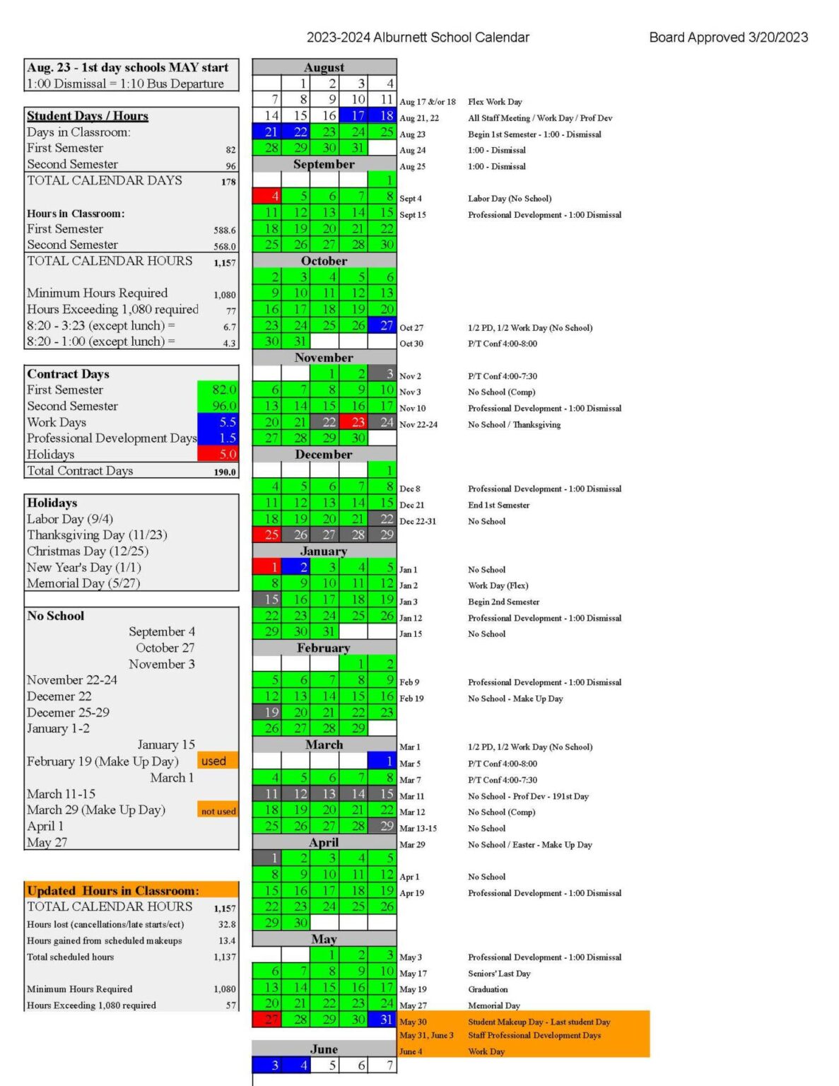 Calendars Community Schools
